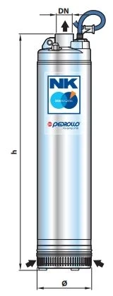 Насос колодезный Pedrollo NKm 2/3 погружной, корпус - нержавеющая сталь, мощность - 5.5кВт, напор - 60м, производительность - 80л/мин, 220В
