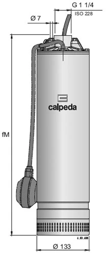 Насос колодезный Calpeda MXSM-505 погружной, корпус - нержавеющая сталь, мощность - 0.9кВт, напор - 43м, производительность - 133л/мин, 220В