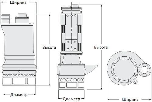 Насос дренажный Atlas Copco WEDA L100N погружной, корпус - чугун, мощность - 45кВт, напор - 30м, производительность - 7250л/мин, 380В