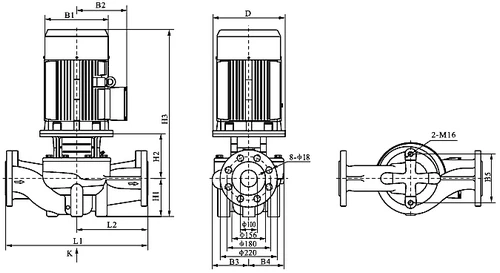 Насос циркуляционный TESK TK 100-33/2 поверхностный, корпус - чугун, мощность - 15кВт, напор - 33м, производительность - 1667л/мин, 380В