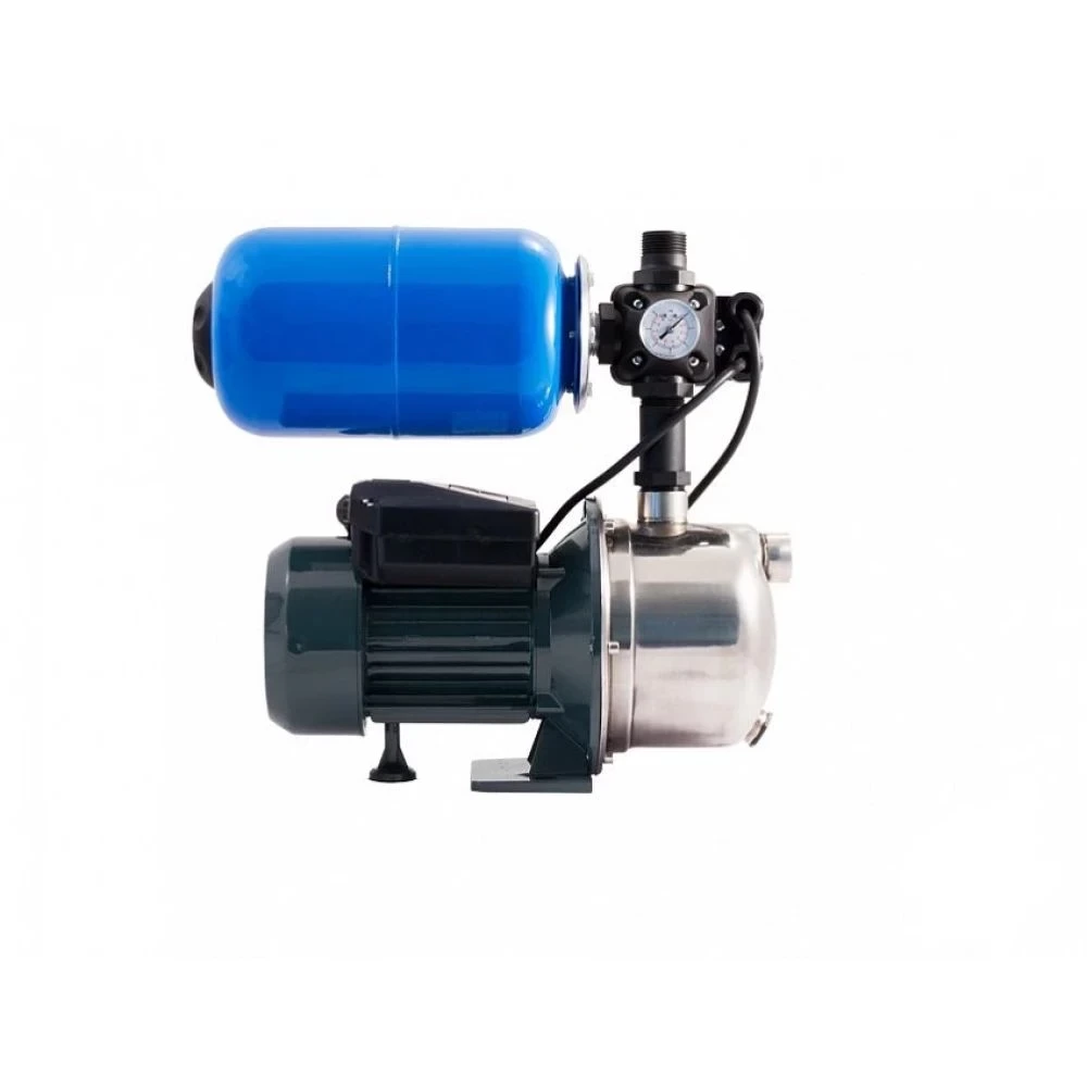 Насосная станция Unipump AUTO JS 80 поверхностная, корпус - нержавеющая сталь, мощность - 0.6кВт, напор - 38м, производительность - 45л/мин, 220В, объем гидроаккумулятора - 5л, 36729