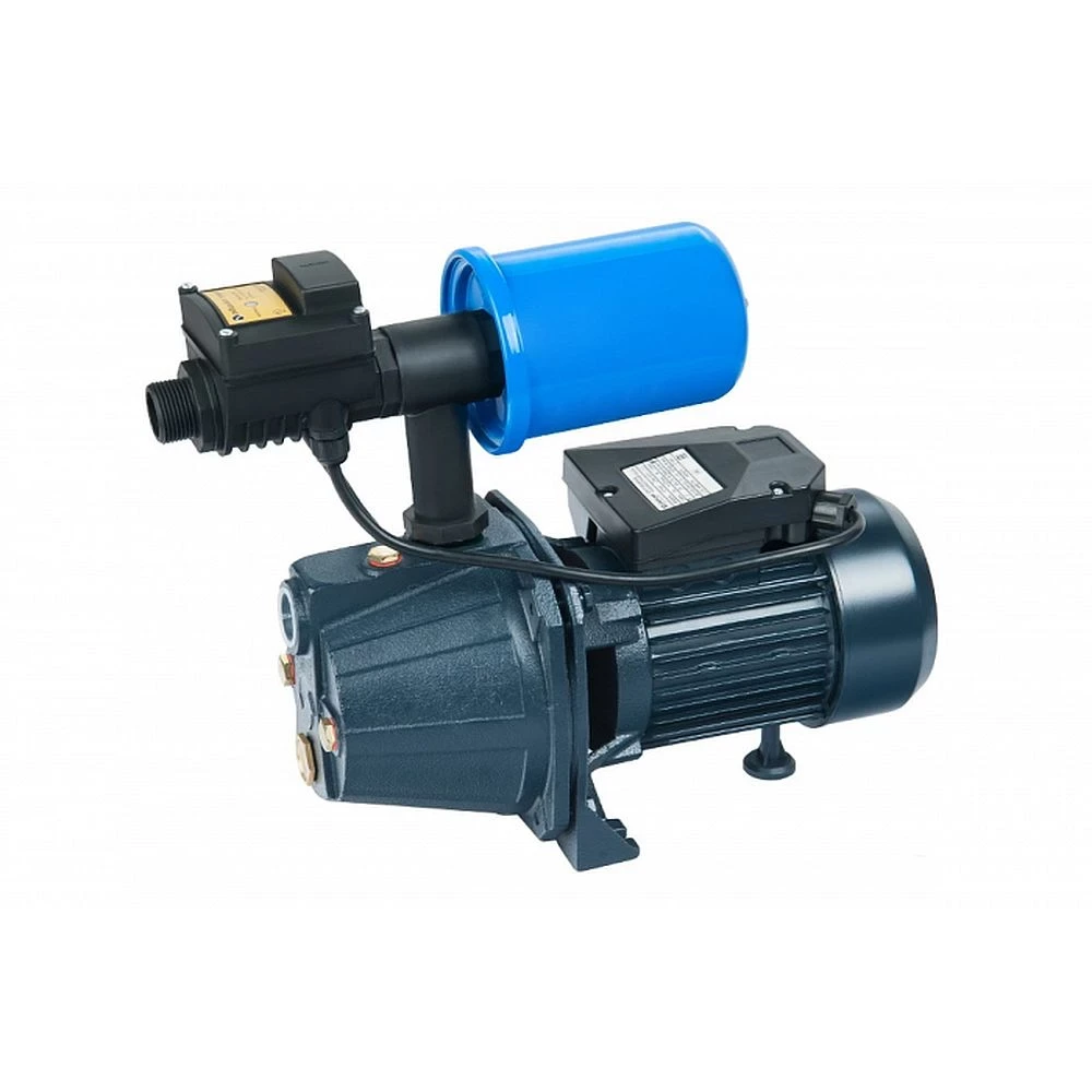 Насосная станция Unipump АКВАРОБОТ JET 60 S поверхностная, корпус - чугун, мощность - 0.45кВт, напор - 33м, производительность - 40л/мин, 220В, объем гидроаккумулятора - 2л