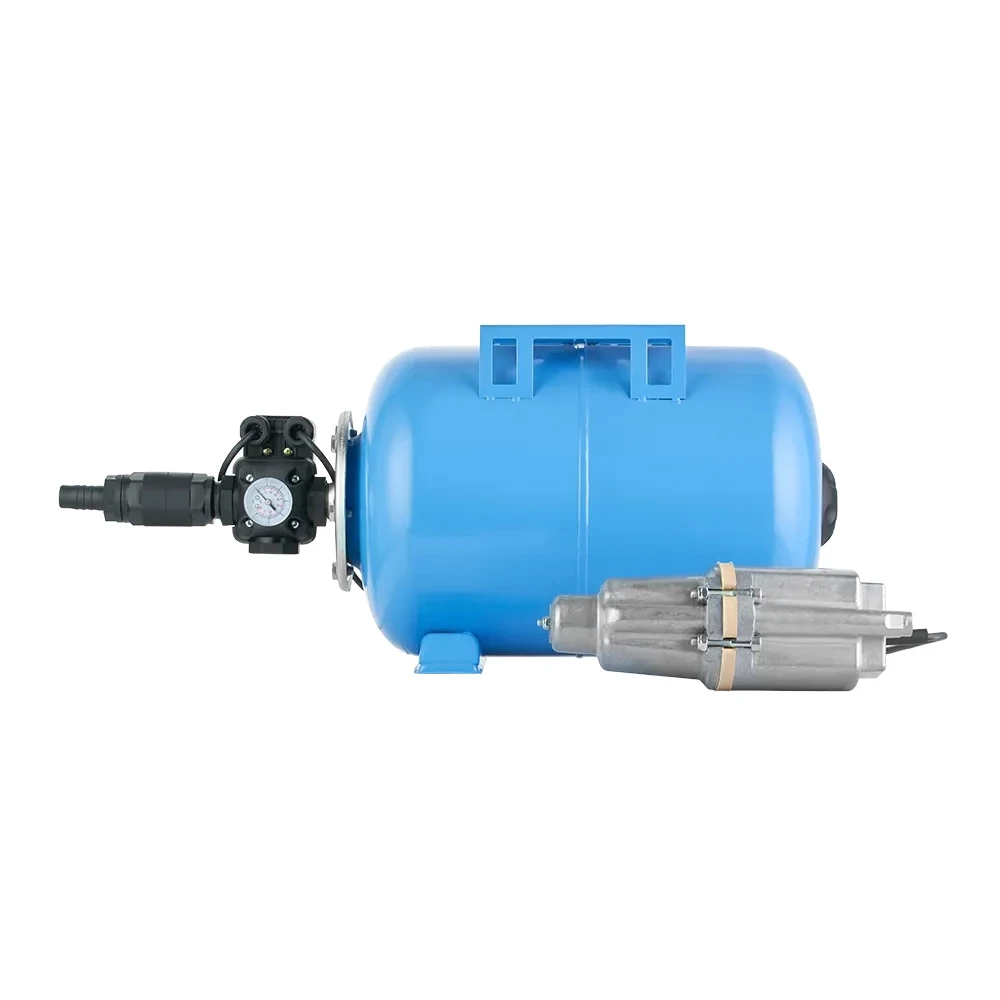 Насосная станция Unipump АКВАРОБОТ М 24-15 Н погружная, корпус - алюминий, мощность - 0.245кВт, напор - 75м, производительность - 26л/мин, 220В, забор воды – нижний, длина электрокабеля - 15м, объем гидроаккумулятора - 24л, 11954