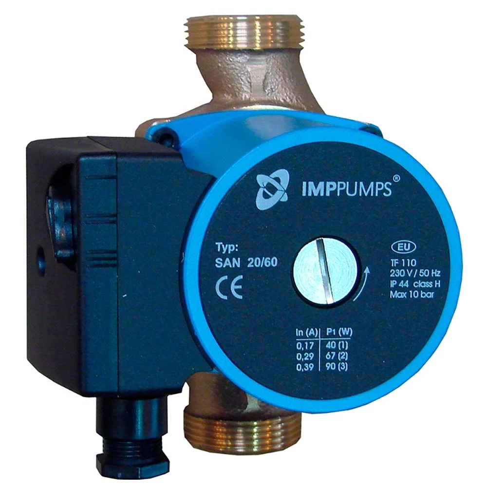 Насос циркуляционный IMP PUMPS SAN 20/40-150 поверхностный, корпус - бронза, мощность - 0.075кВт, напор - 4м, производительность - 50л/мин, 220В