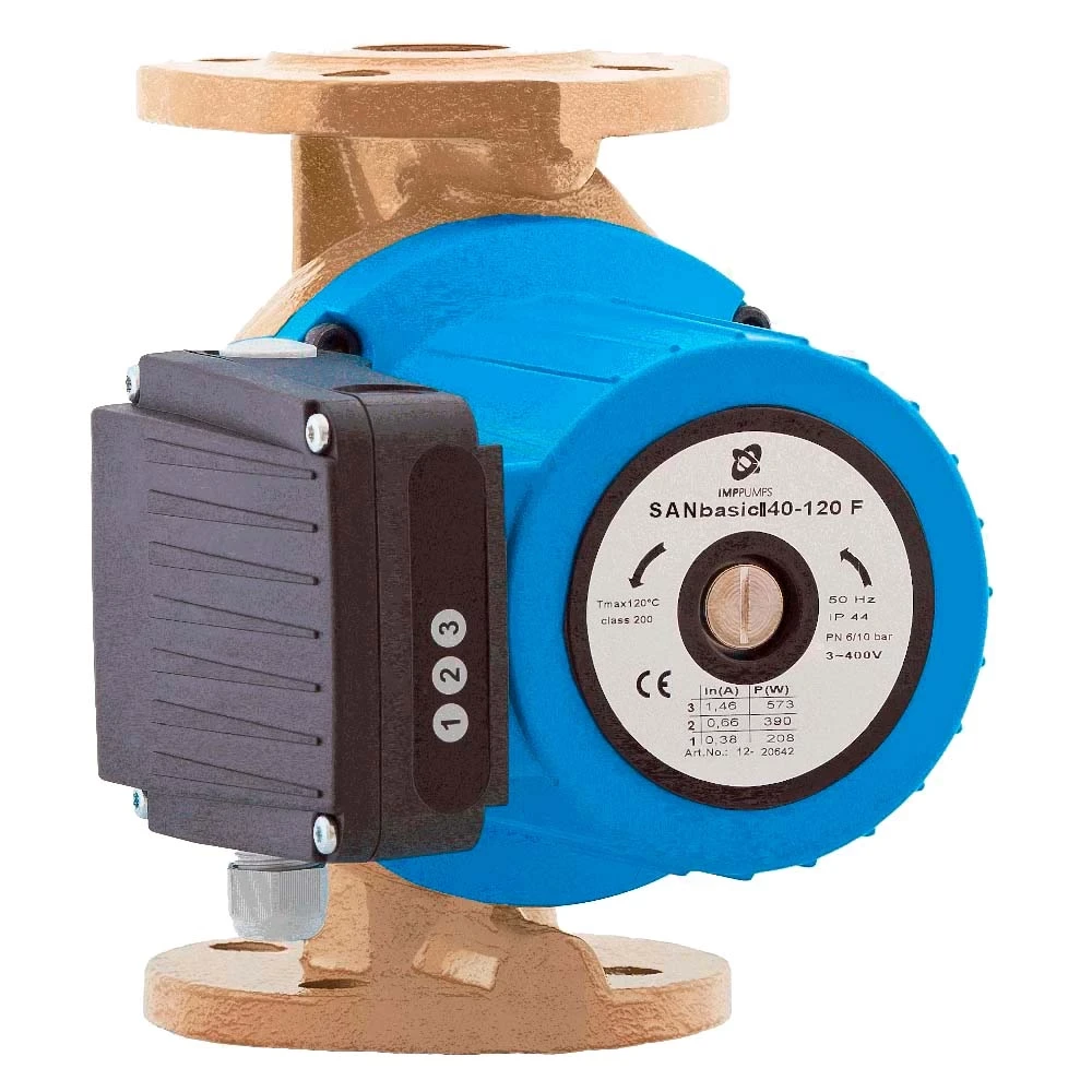 Насос циркуляционный IMP PUMPS SANbasic II 40-120 F250 поверхностный, корпус - бронза, мощность - 0.573кВт, напор - 12м, производительность - 333л/мин, 380В