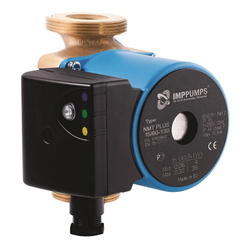 Насос циркуляционный IMP PUMPS NMT SAN PLUS 20/90-130 поверхностный, корпус - бронза, мощность - 0.1кВт, напор - 8.52м, производительность - 75л/мин, 220В