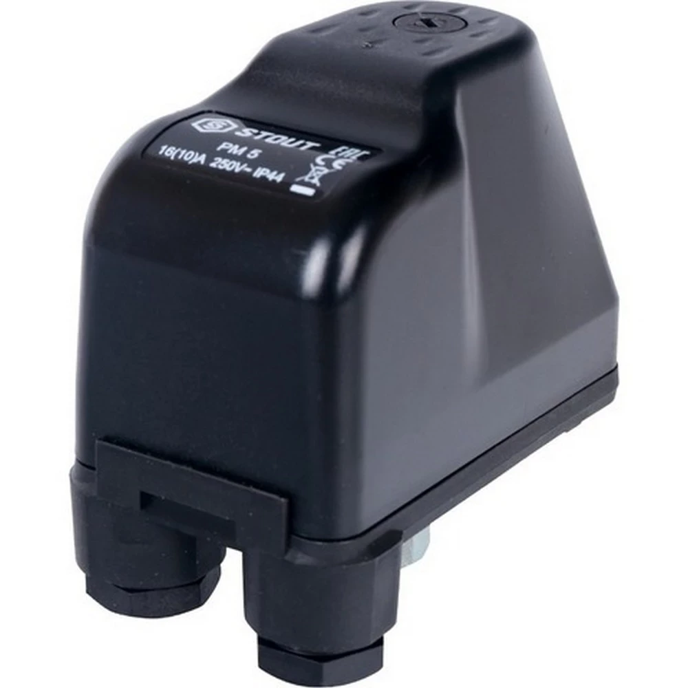 Реле давления STOUT SCS-0001 PM12G 1/4″ Ду8 Ру16 для водоснабжения с накидной гайкой, диапазон настройки давления 3-12бар, 220В