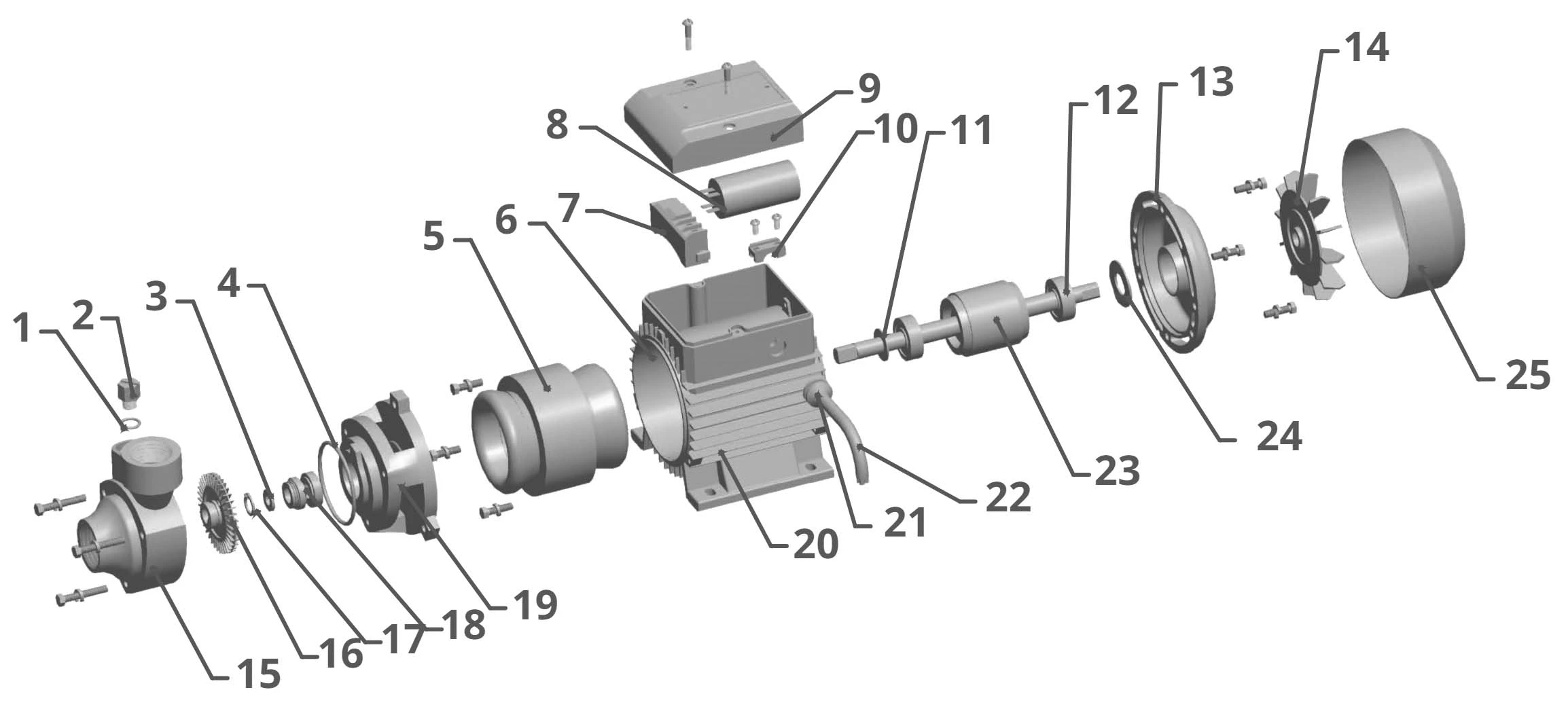 Насос центробежный, самовсасывающий IMP PUMPS HT 25/0.37 поверхностный, корпус - чугун, мощность - 0.37кВт, напор - 40м, производительность - 40л/мин, 220В
