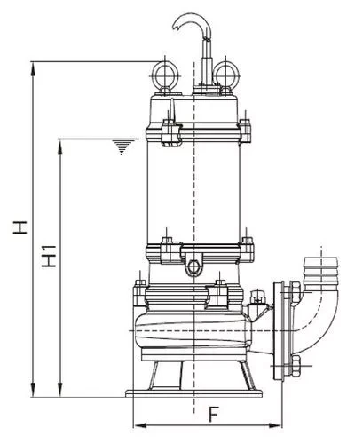 Насос фекальный CNP WQ-JYES(I)-HS-65 65WQ20-27-4JYES(I)-HS65WQ погружной, корпус - чугун, мощность - 4кВт, напор - 27м, производительность - 333л/мин, 380В
