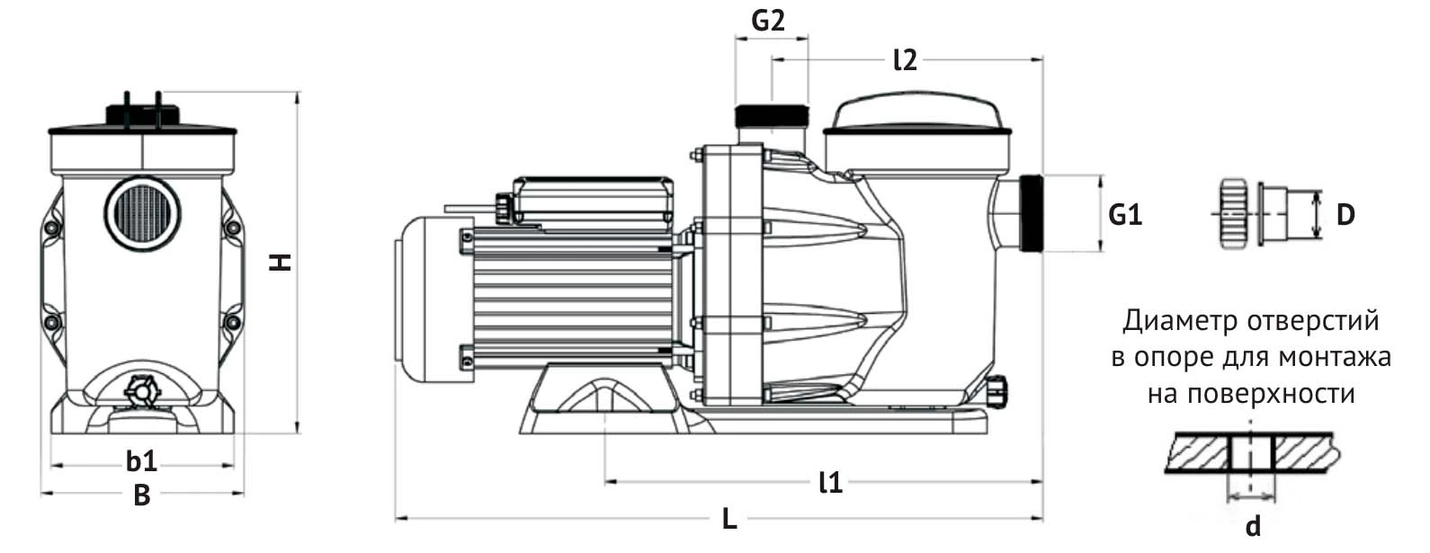 Насос центробежный Unipump JET POOL SPP 250E поверхностный, корпус - пластик, мощность - 1.5кВт, напор - 17м, производительность - 560л/мин, 220В