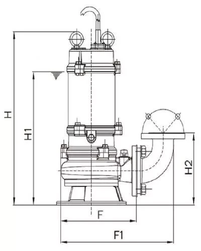 Насос фекальный CNP WQ-ACW(I)-80 80WQ40-22-5.5ACW(I) погружной, корпус - чугун, мощность - 5.5кВт, напор - 12м, производительность - 667л/мин, 380В