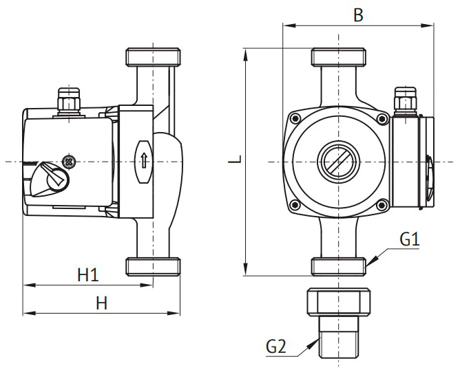 Насос циркуляционный Unipump UPH 20-60 поверхностный, корпус - латунь, мощность - 0.093кВт, напор - 6м, производительность - 43л/мин, 220В