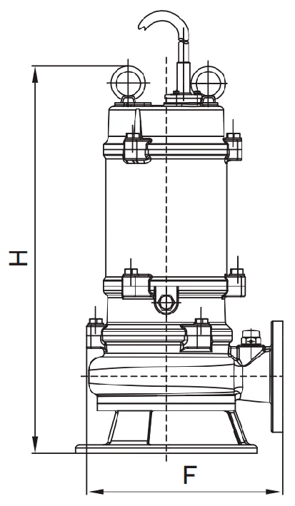 Насос фекальный CNP WQ-H 100WQ100-29-15HEF(I)-ELB100WQ погружной, корпус - чугун, мощность - 15кВт, напор - 29м, производительность - 1666л/мин, 380В